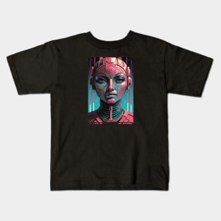 Futurism Dystopian Abstract Modern Portrait Art Kids T-Shirt